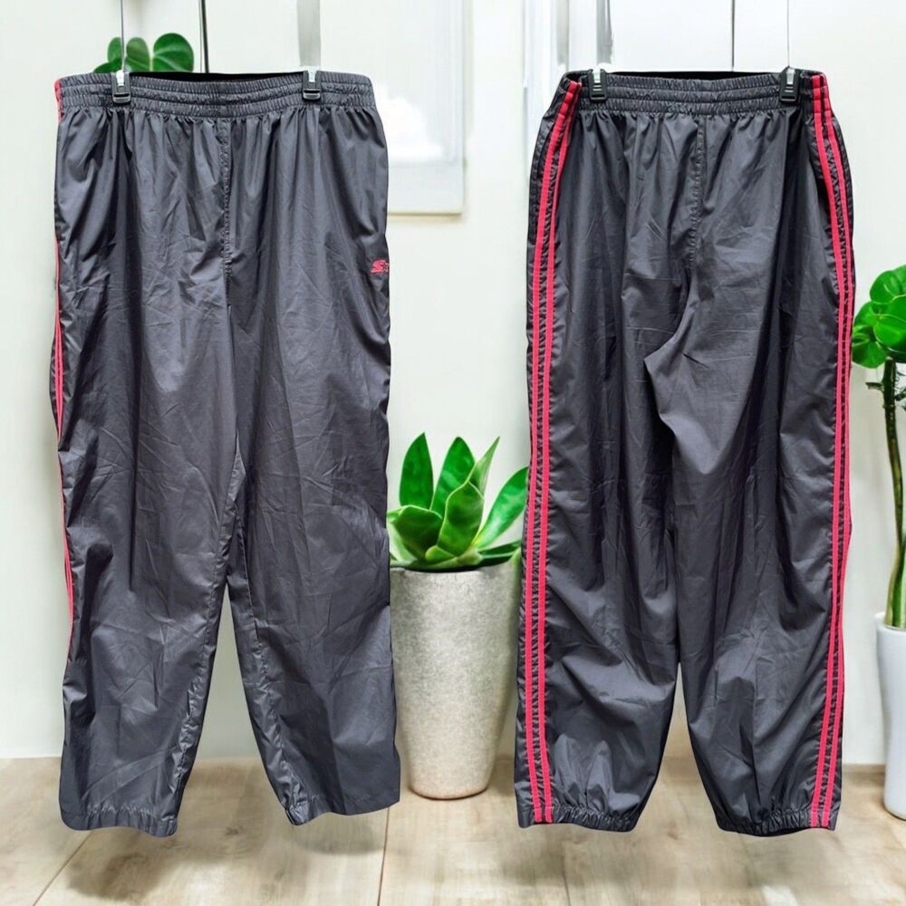 Vintage Starter Track Pants Mens XL Black tango Red Stripes Windbreaker Retro